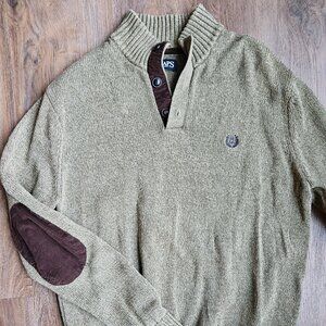 Vintage Chaps green and brown corduroy 100% cotton men's knit sweater size M